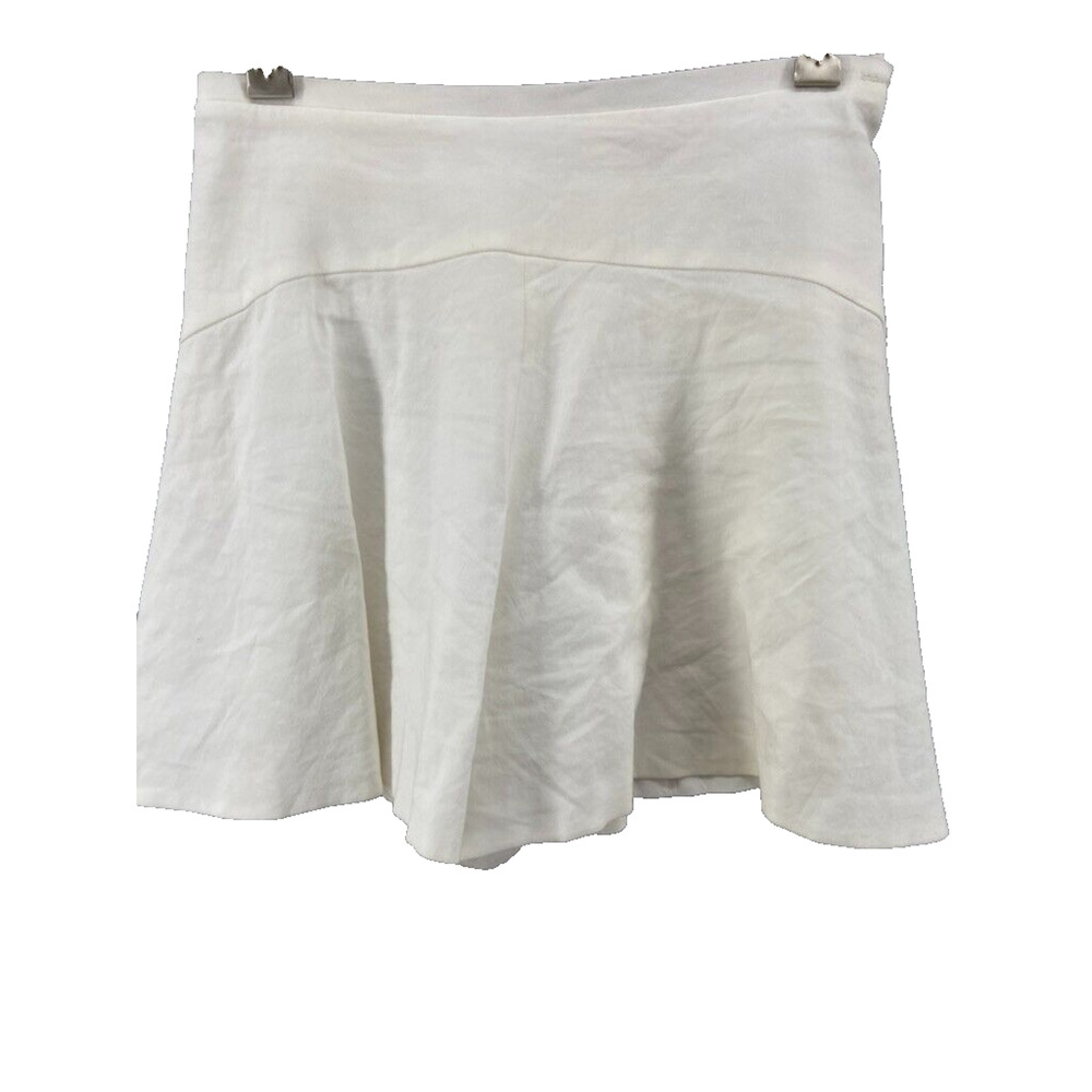Vince Shorts Womens Sz 0 White Linen Blend Wide Leg Lined Side Zip 4" Inseam